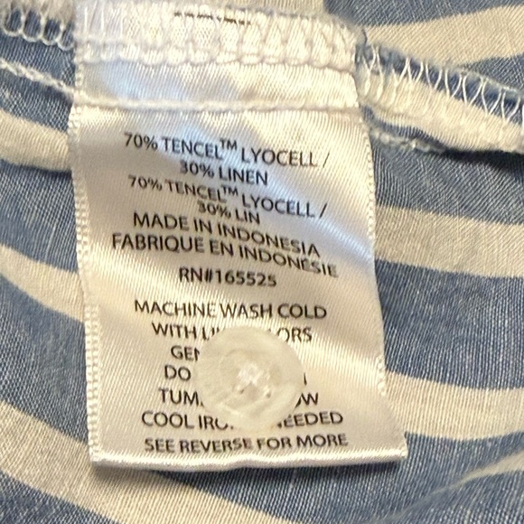 Lola River Tencel Linen Women’s Button Tie Front Collared Pockets Striped Shirt - Picture 7 of 11